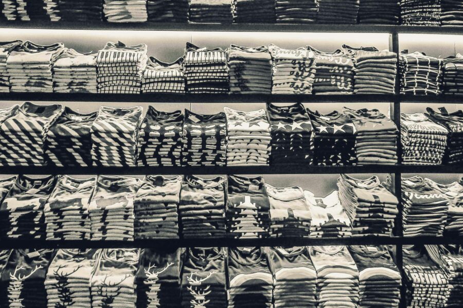 Stacks of shirts